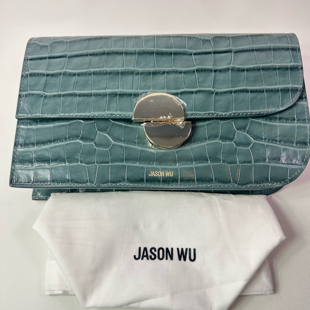 NEW JASON WU ORBIT SAGE LEAF GREEN LEATHER CROC EMBOSSED BAG AUTHENTIC
